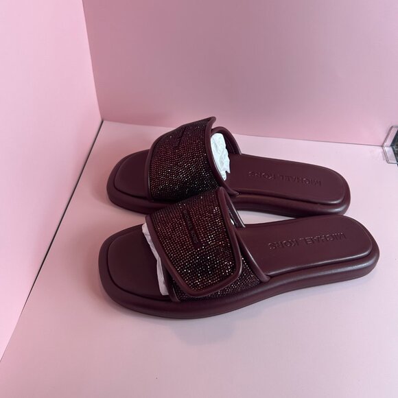 MICHEAL KOR  SUKI SUEDE CRYSTAL SLIDE (9) - Picture 8 of 14
